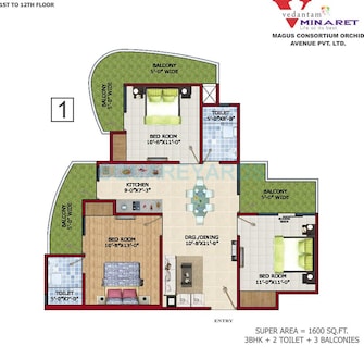 3 BHK Apartment For Rent in Vedantam Minaret Abhay Khand Ghaziabad  7428406