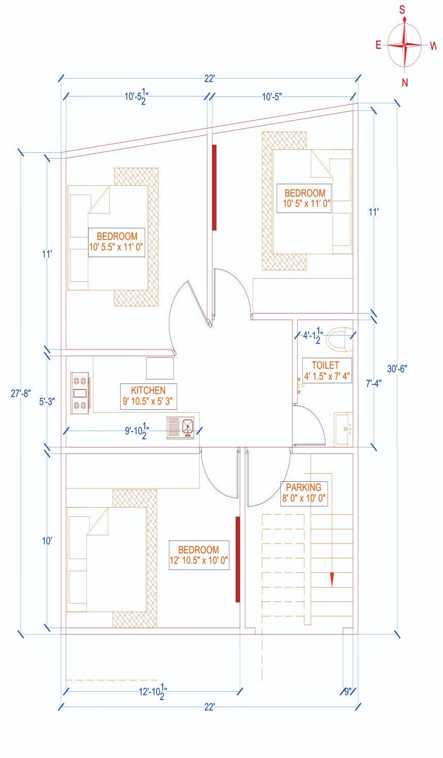 Floor plan of 3 BHK 648 Sq. Ft. Villa in Visavi Surya Villa Enclave, Ghaziabad