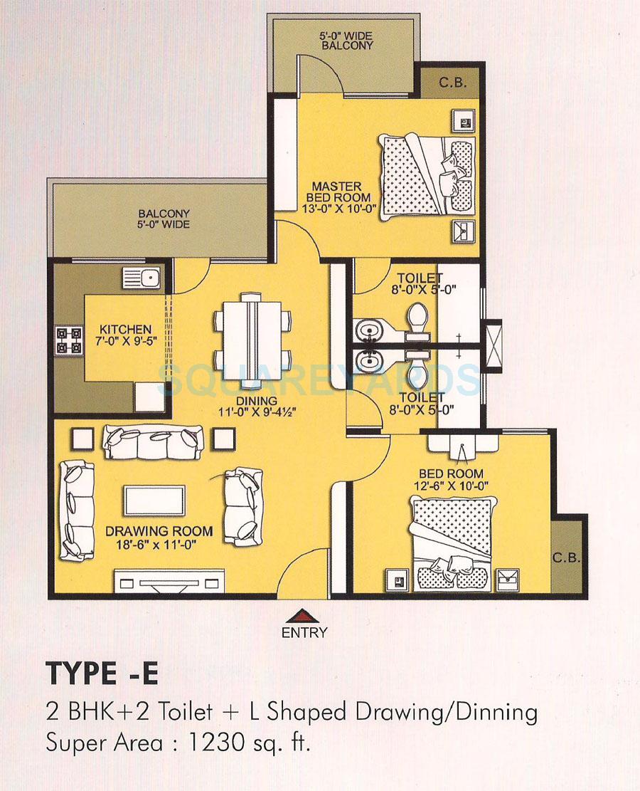 2 BHK 1230 Sq. Ft. Apartment
