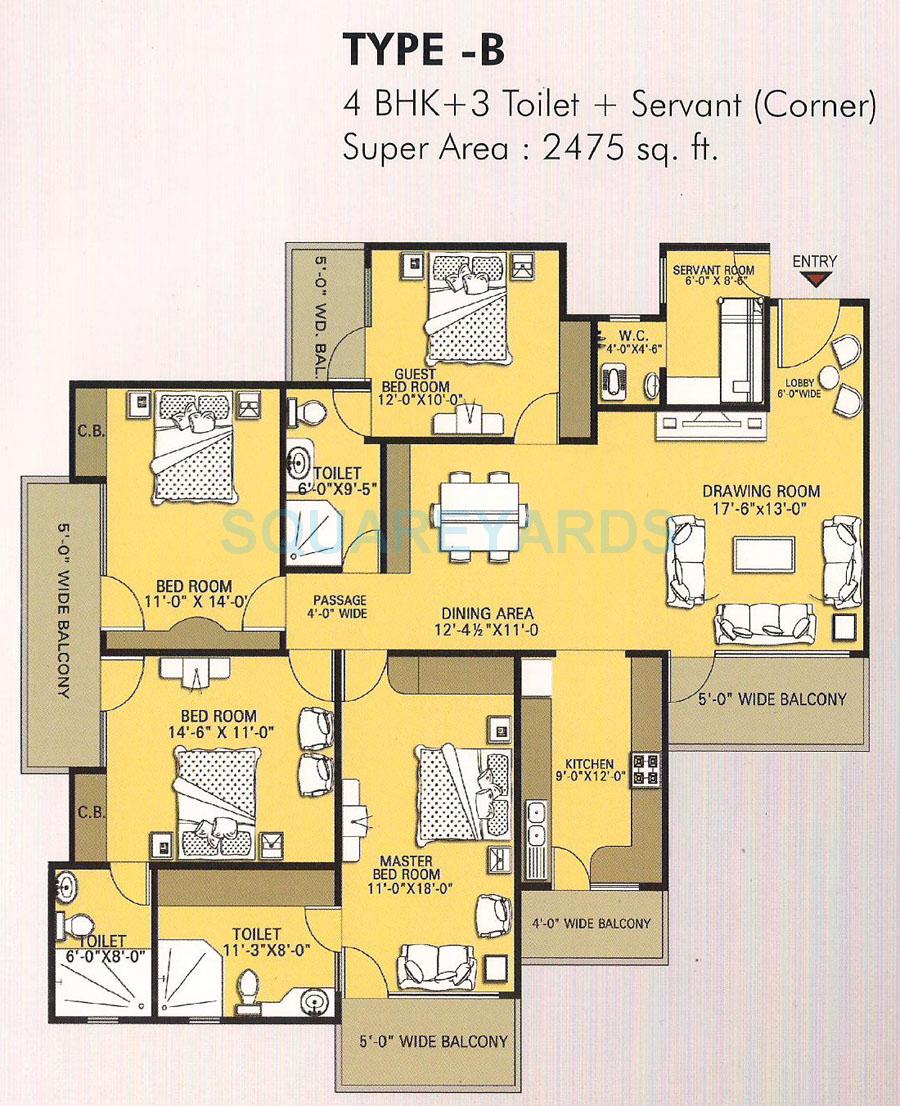 4 BHK 2475 Sq. Ft. Apartment