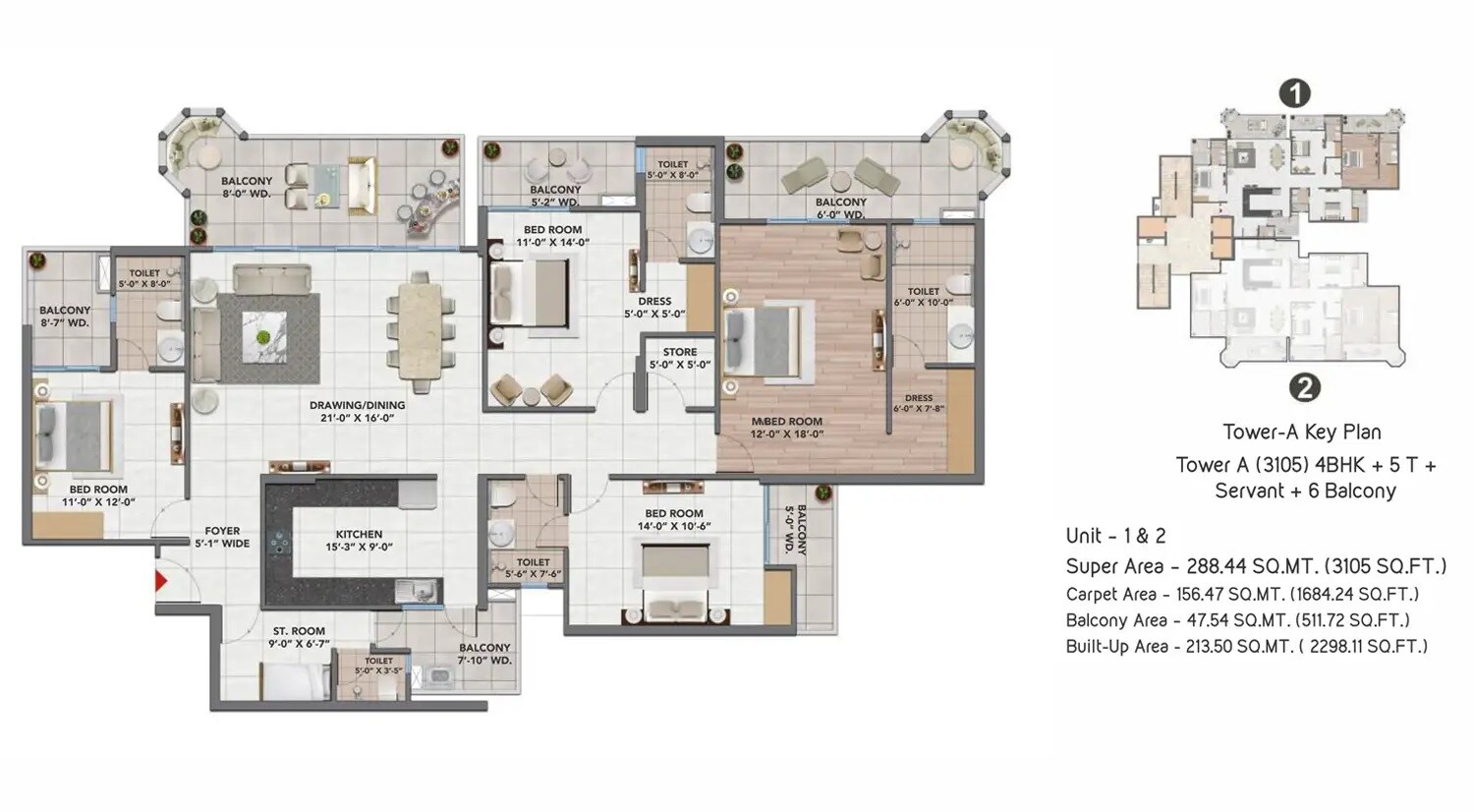 4 BHK 3105 Sq. Ft. Apartment