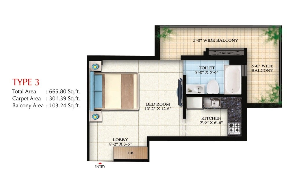 732 Sq. Ft. Studio