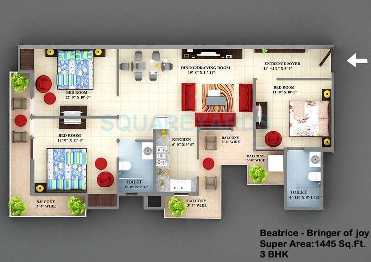 vxl retailors french arcade apartment 3bhk 1445sqft1