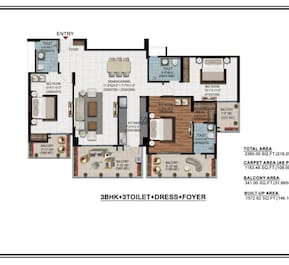 3 BHK 1571 Sq. Ft. Apartment in Windsor Majesty