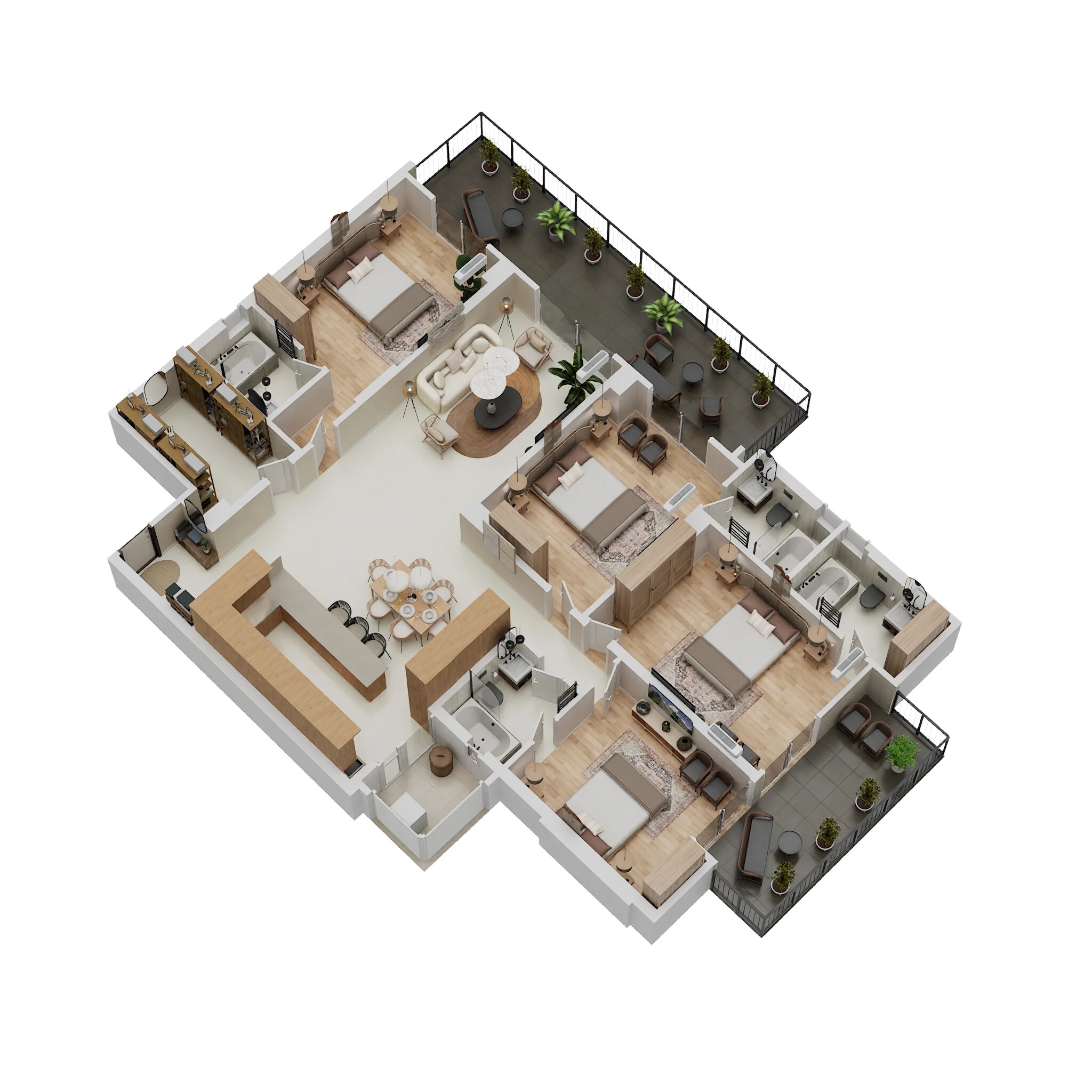 Floor plan of 4 BHK 3165 Sq. Ft. Apartment in Windsor Majesty, Ghaziabad