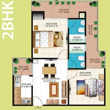  2 BHK Apartment at Windsor Paradise 2, Raj Nagar Extension – for Sale