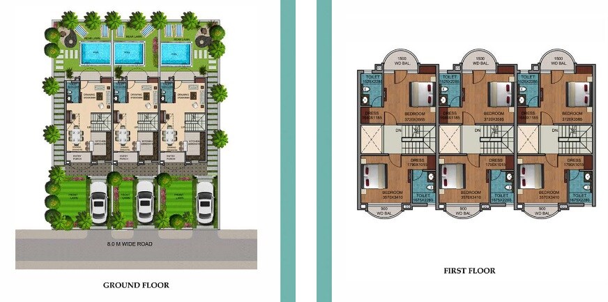 Floor plan of 2 BHK 1400 Sq. Ft. Villa in Axis Yog Villas, Goa