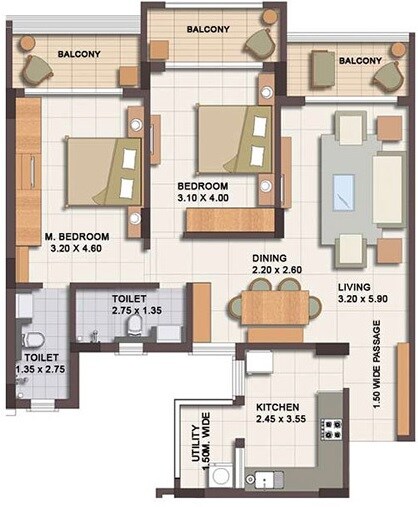 2 BHK 1324 Sq. Ft. Apartment