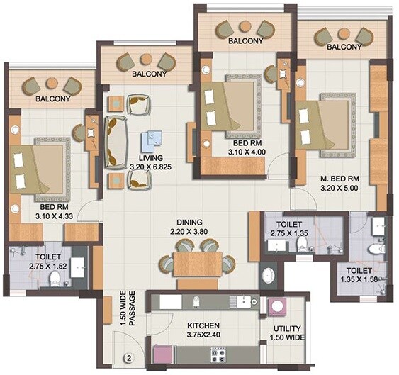 3 BHK 1776 Sq. Ft. Apartment