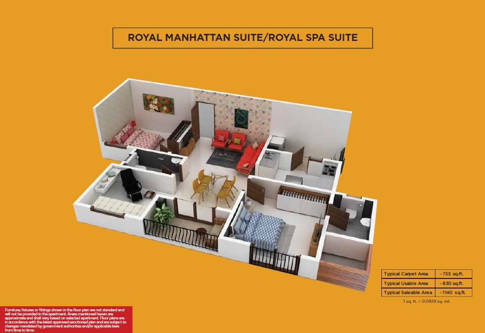 3 BHK 1140 Sq. Ft. Apartment