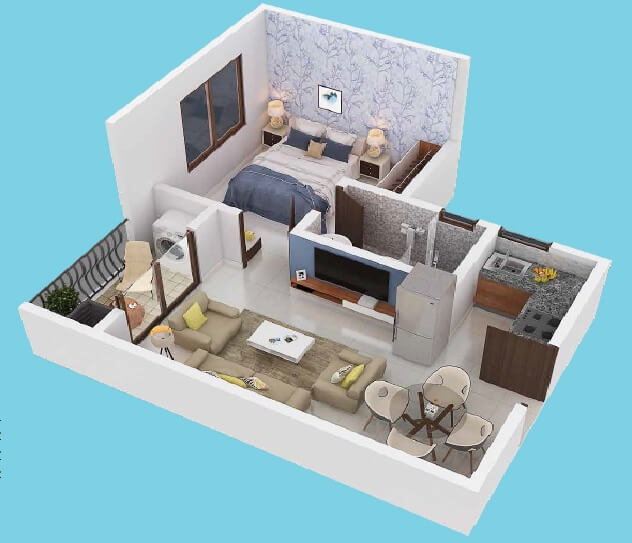 1 BHK 350 Sq. Ft. Apartment