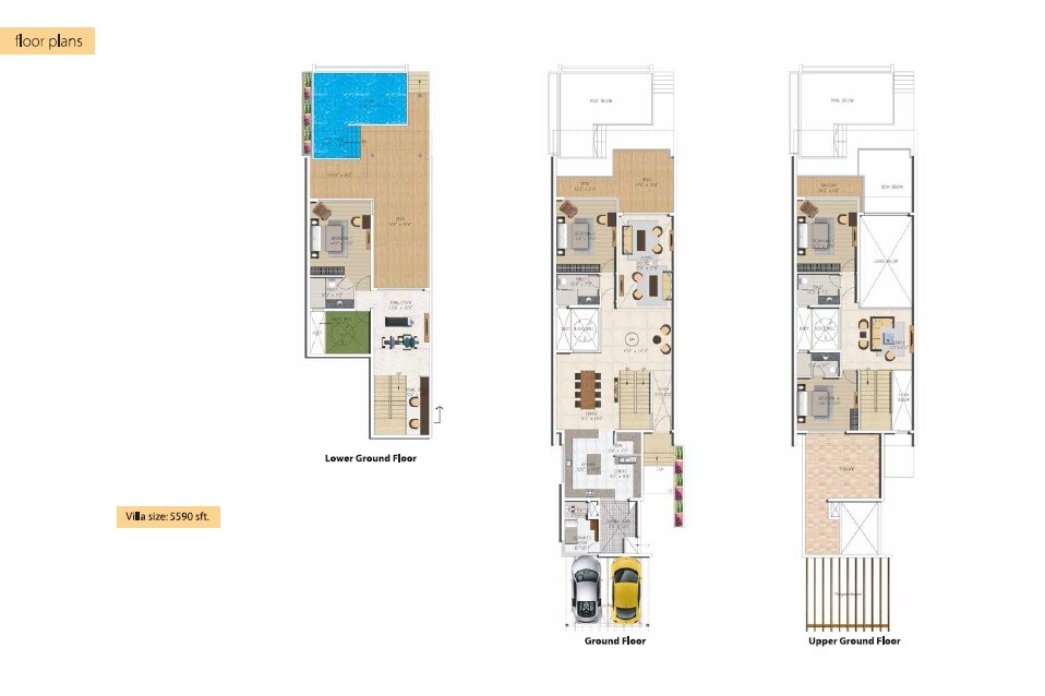 Floor plan of 4 BHK 5590 Sq. Ft. Villa in Salarpuria Sattva Waters Edge Villas, Goa
