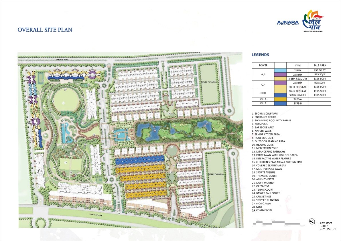 Ajnara-Sports-City-Villas_a collage of photos showing a computer generated image