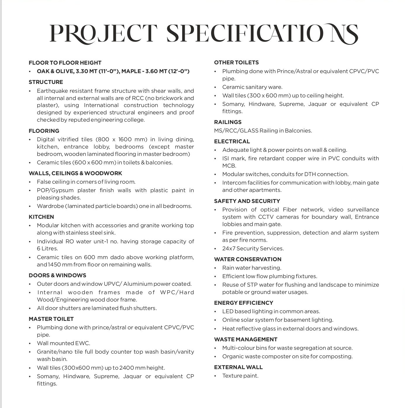 Divyansh Green Heights Specification