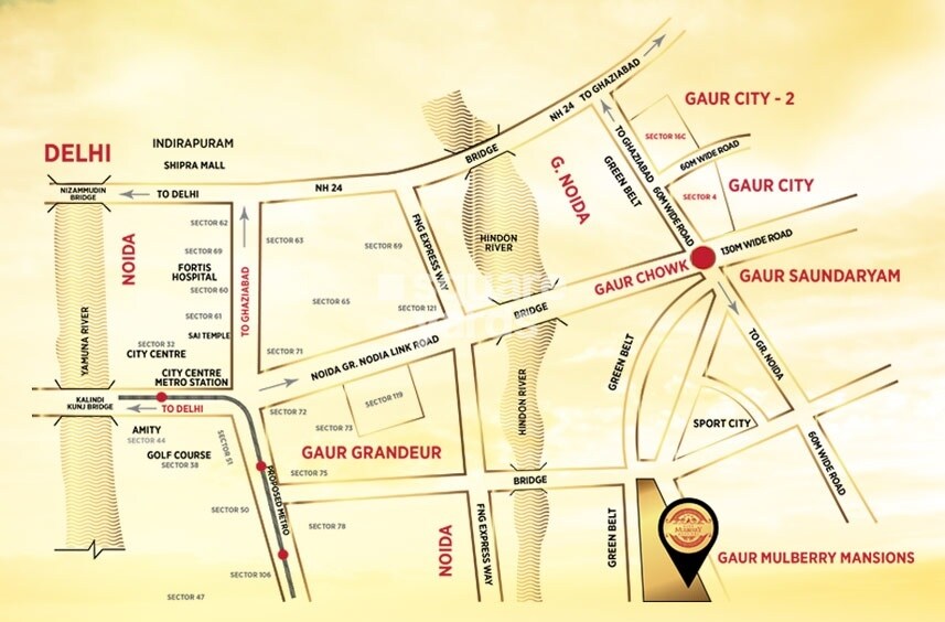 Gaur Mulberry Mansions Location Image