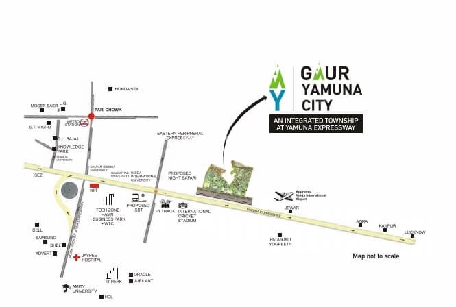 Gaur Yamuna City 16th Park View Location Image