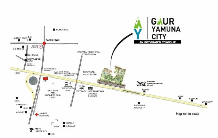 Gaur Yamuna City 2nd Park View Location Image