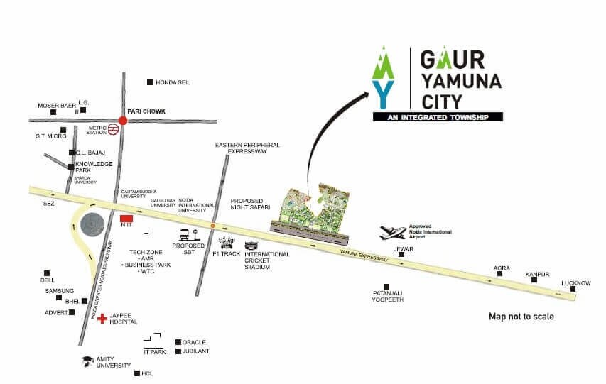 Gaur Yamuna City 32nd Park View Location Image