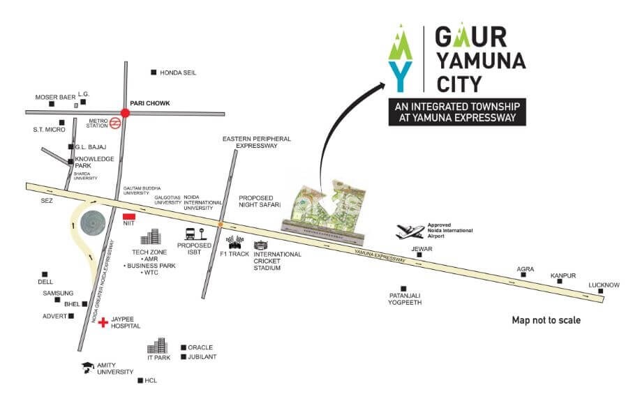 Gaur Yamuna City 6th Park View Location Image