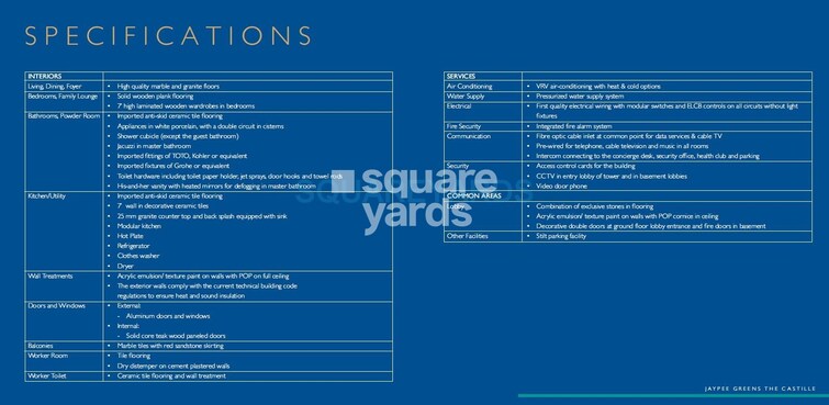 Jaypee Greens The Castille Specification