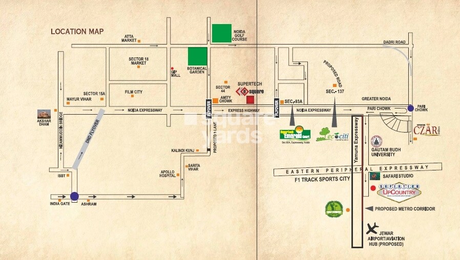 Supertech Up Country Villa Location Image