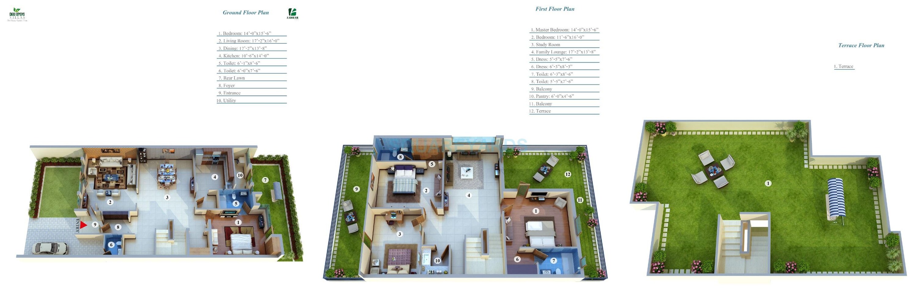 aadhar the buisness capital dew drop villas villa 3bhk 2050sqft 1