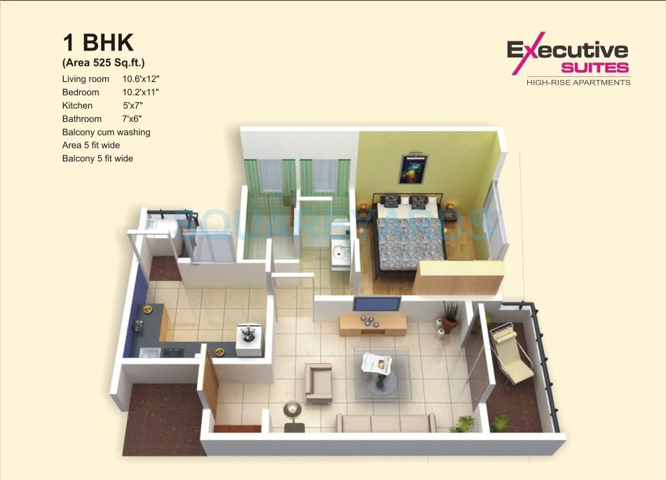 1 BHK 525 Sq. Ft. Apartment