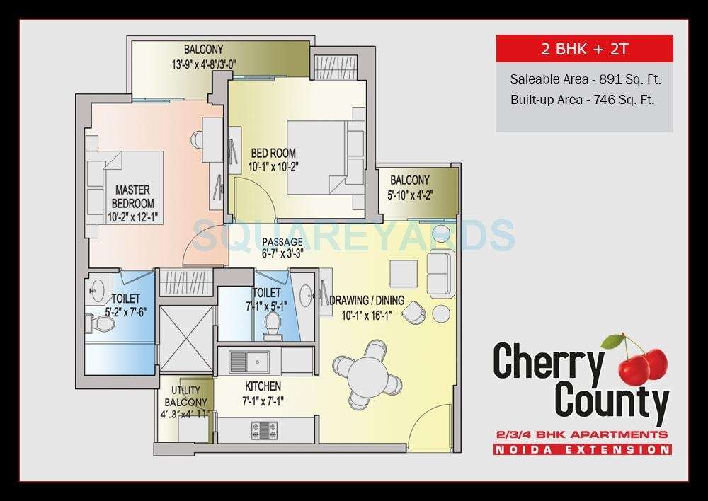 2 BHK 891 Sq. Ft. Apartment in ABA Cherry County