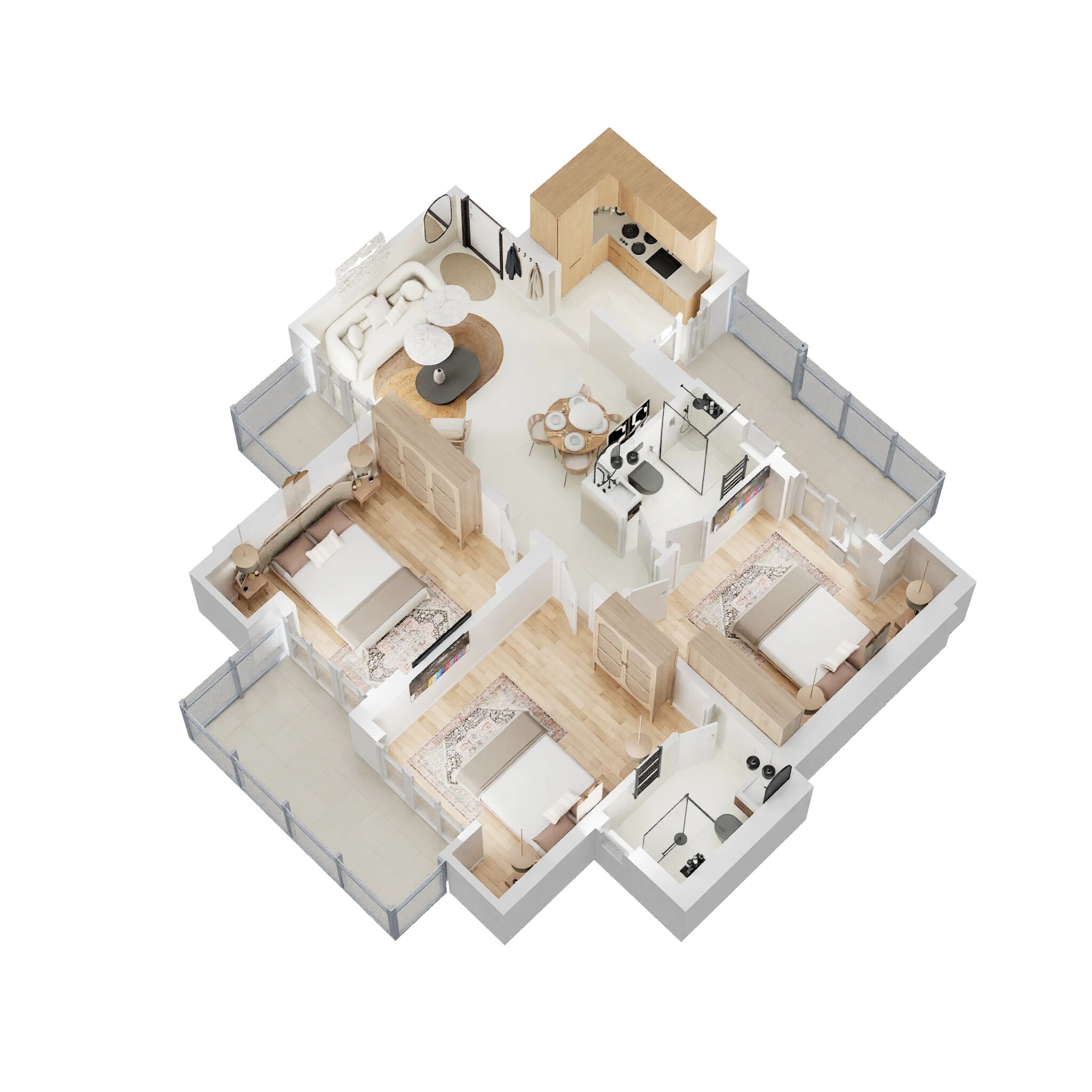 Floor plan of 3 BHK 1152 Sq. Ft. Apartment in ABA Coco County, Greater Noida