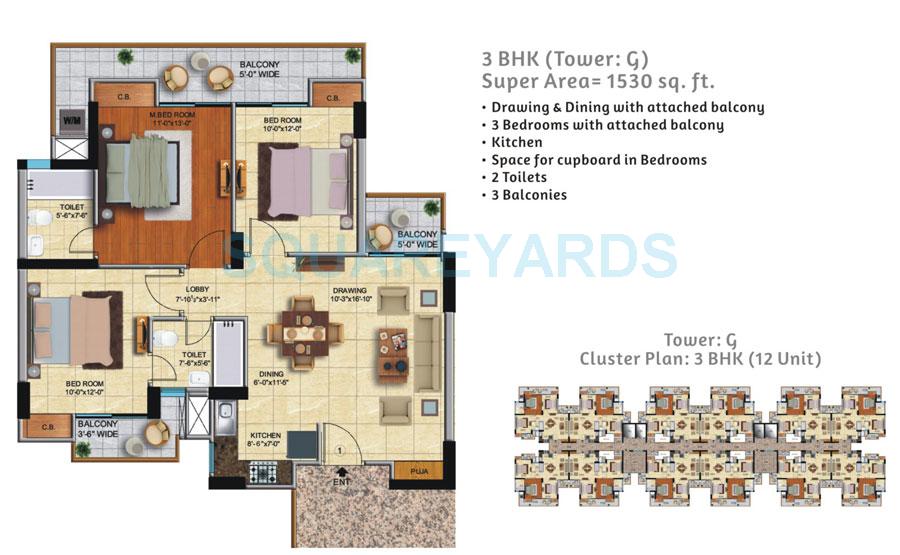 3 BHK 1530 Sq. Ft. Apartment