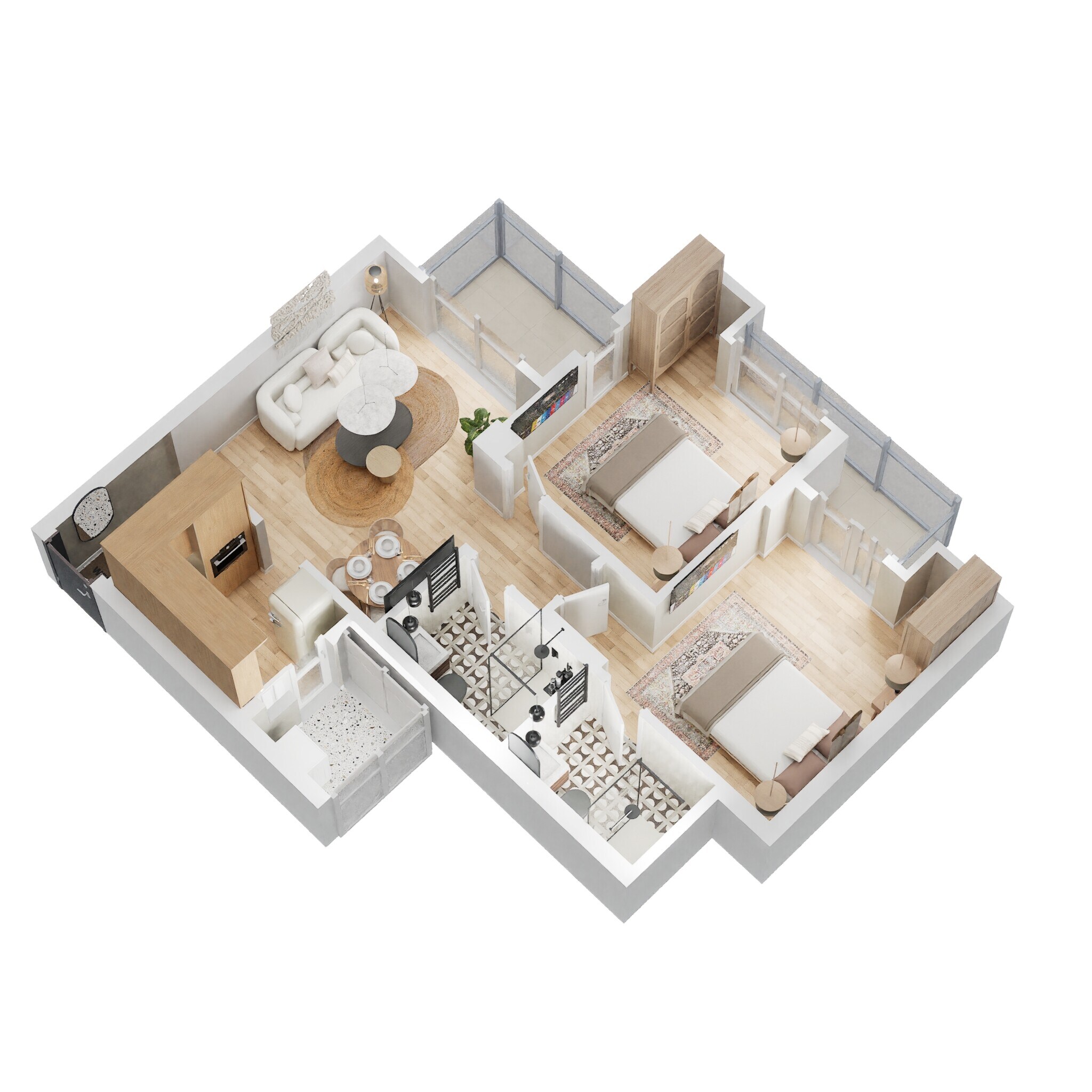 Floor plan of 2 BHK 945 Sq. Ft. Apartment in Ace Divino, Greater Noida
