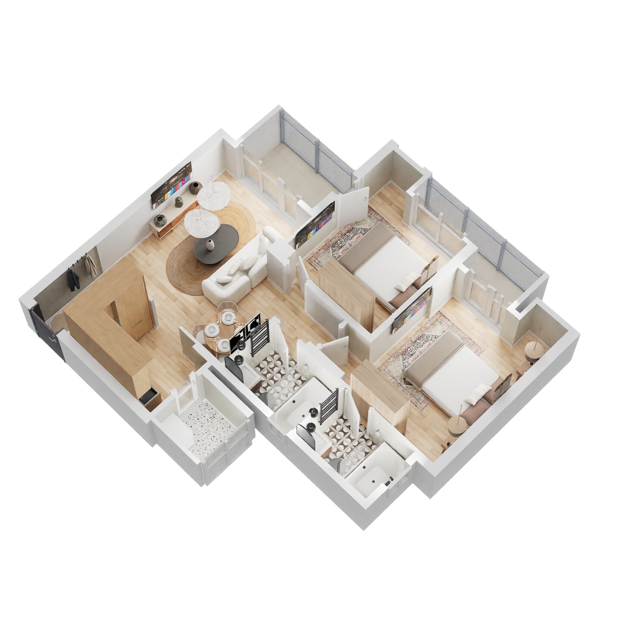 Floor plan of 2 BHK 1050 Sq. Ft. Apartment in Ace Divino, Greater Noida