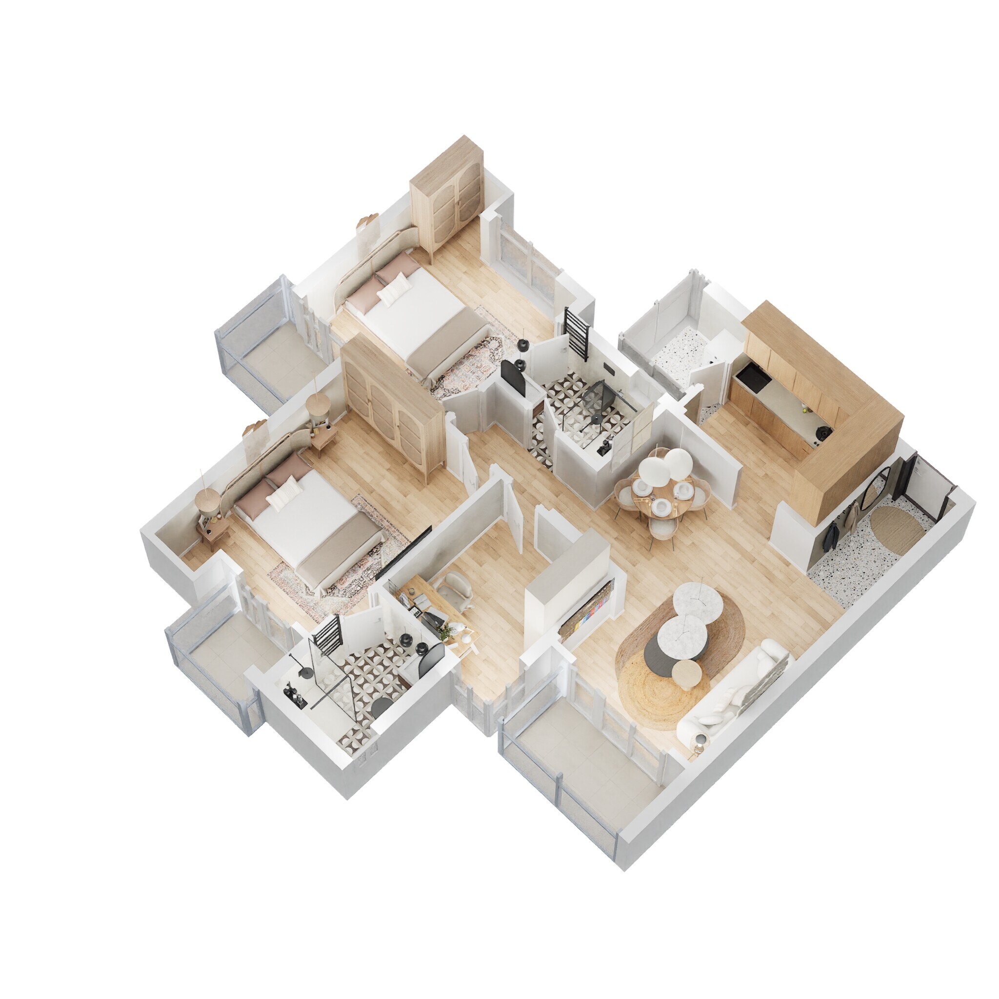 Floor plan of 2 BHK 1245 Sq. Ft. Apartment in Ace Divino, Greater Noida