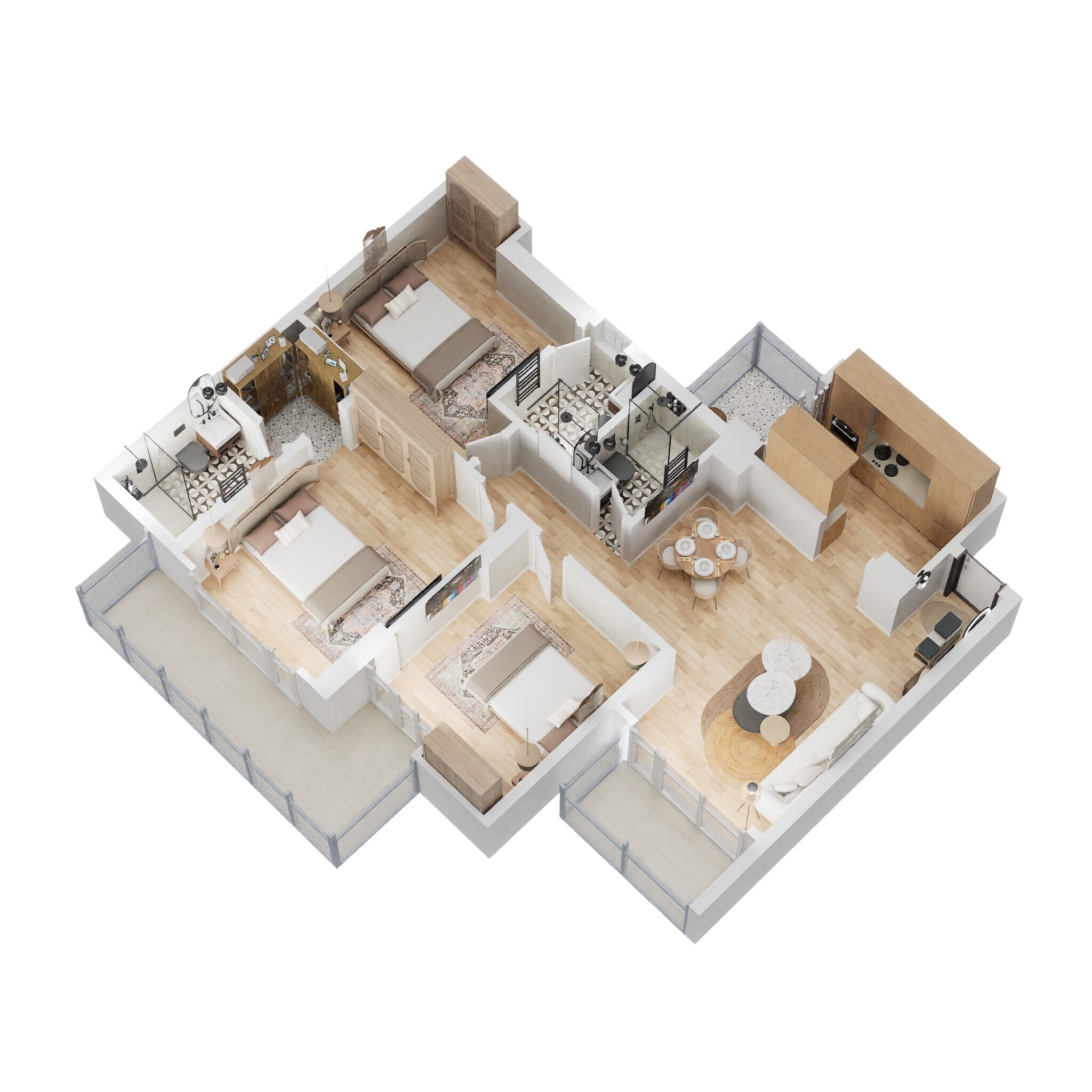 Floor plan of 3 BHK 1565 Sq. Ft. Apartment in Ace Divino, Greater Noida