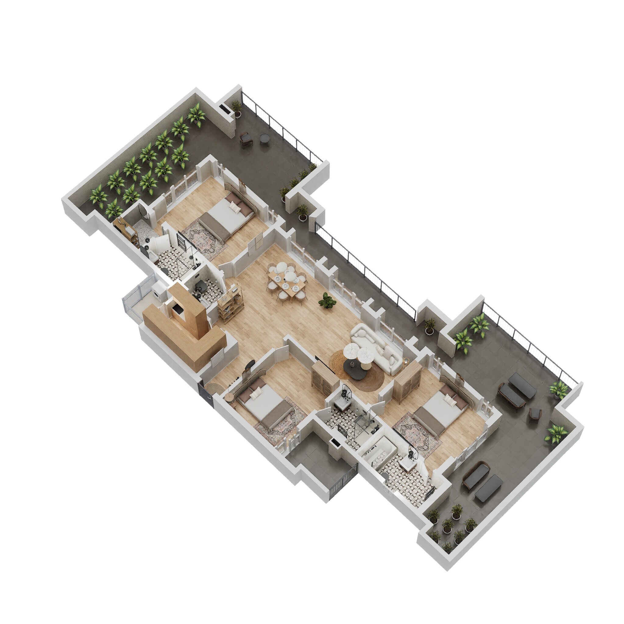Floor plan of 3 BHK 2315 Sq. Ft. Penthouse in Ace Divino, Greater Noida