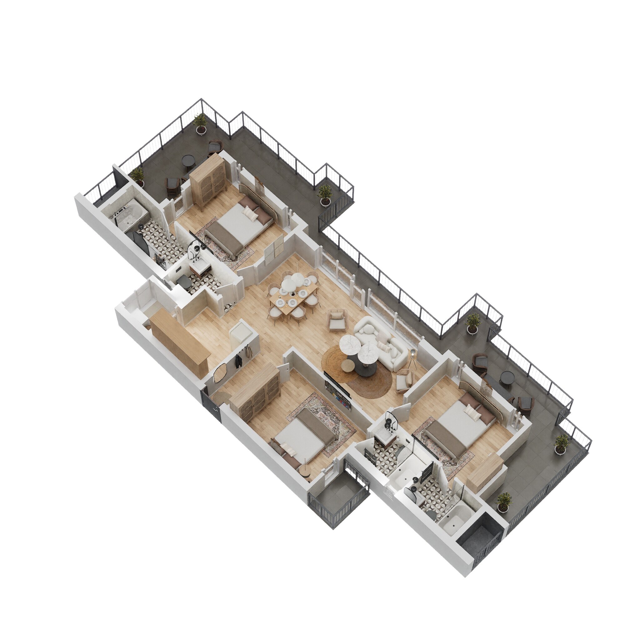 Floor plan of 3 BHK 1750 Sq. Ft. Penthouse in Ace Divino, Greater Noida