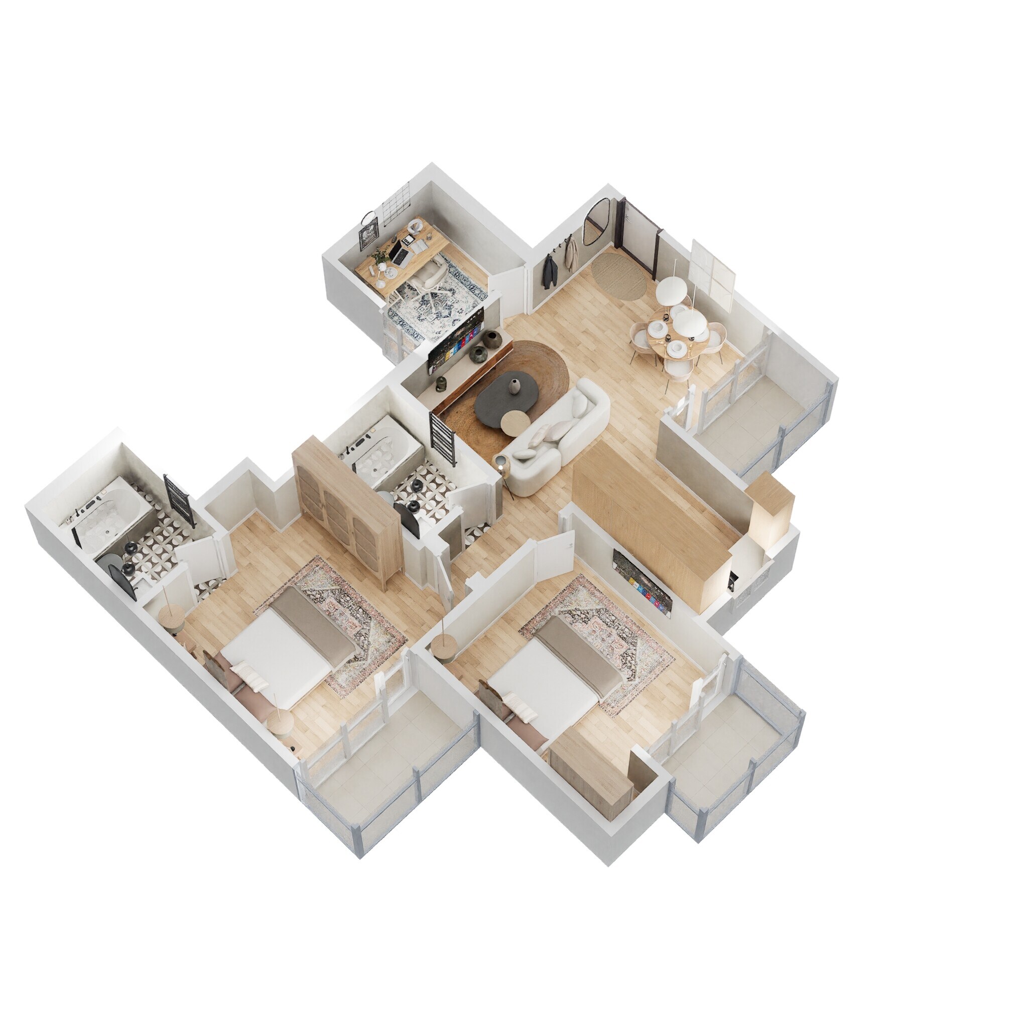 Floor plan of 2 BHK 1080 Sq. Ft. Apartment in AIG Park Avenue, Greater Noida