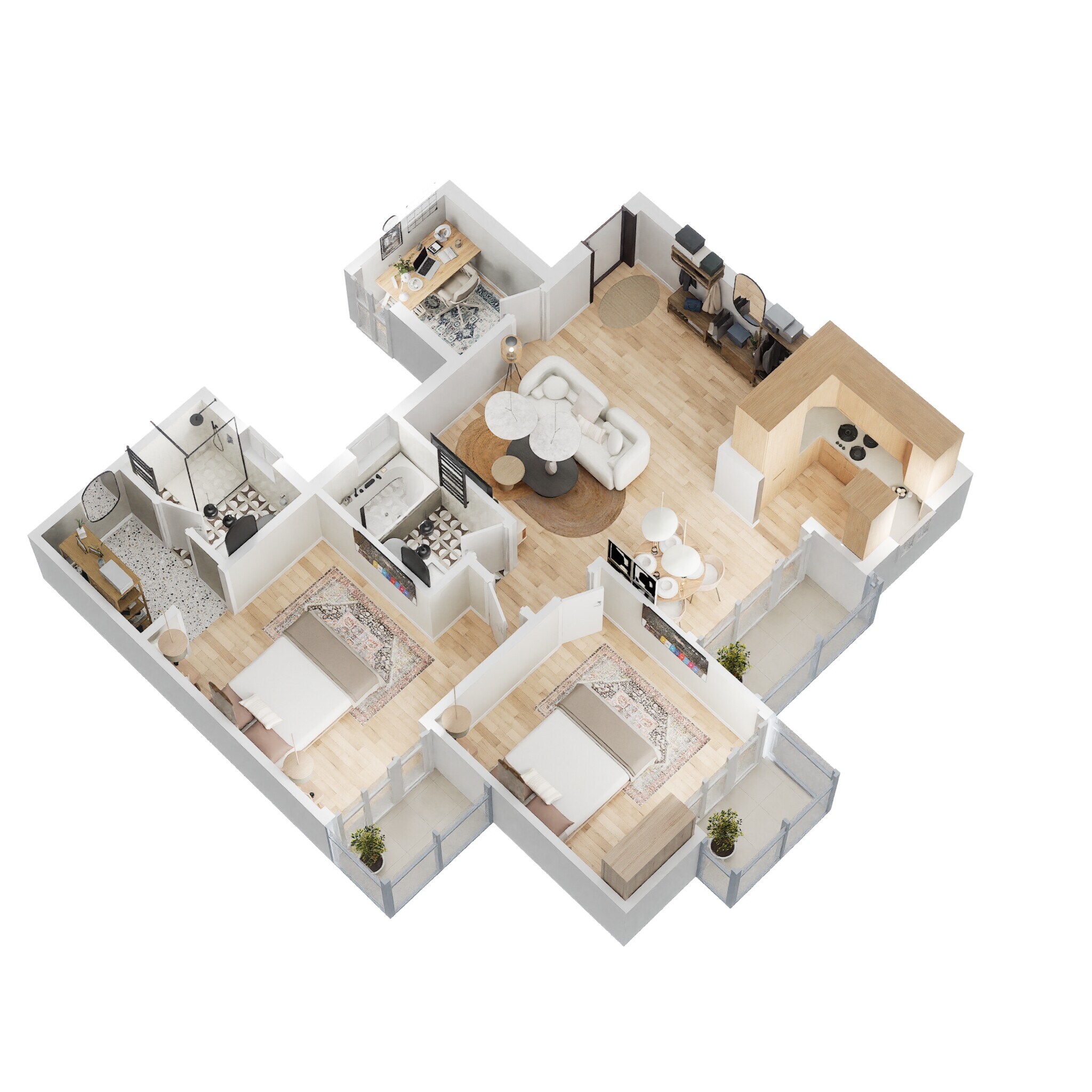 Floor plan of 2 BHK 1202 Sq. Ft. Apartment in AIG Park Avenue, Greater Noida