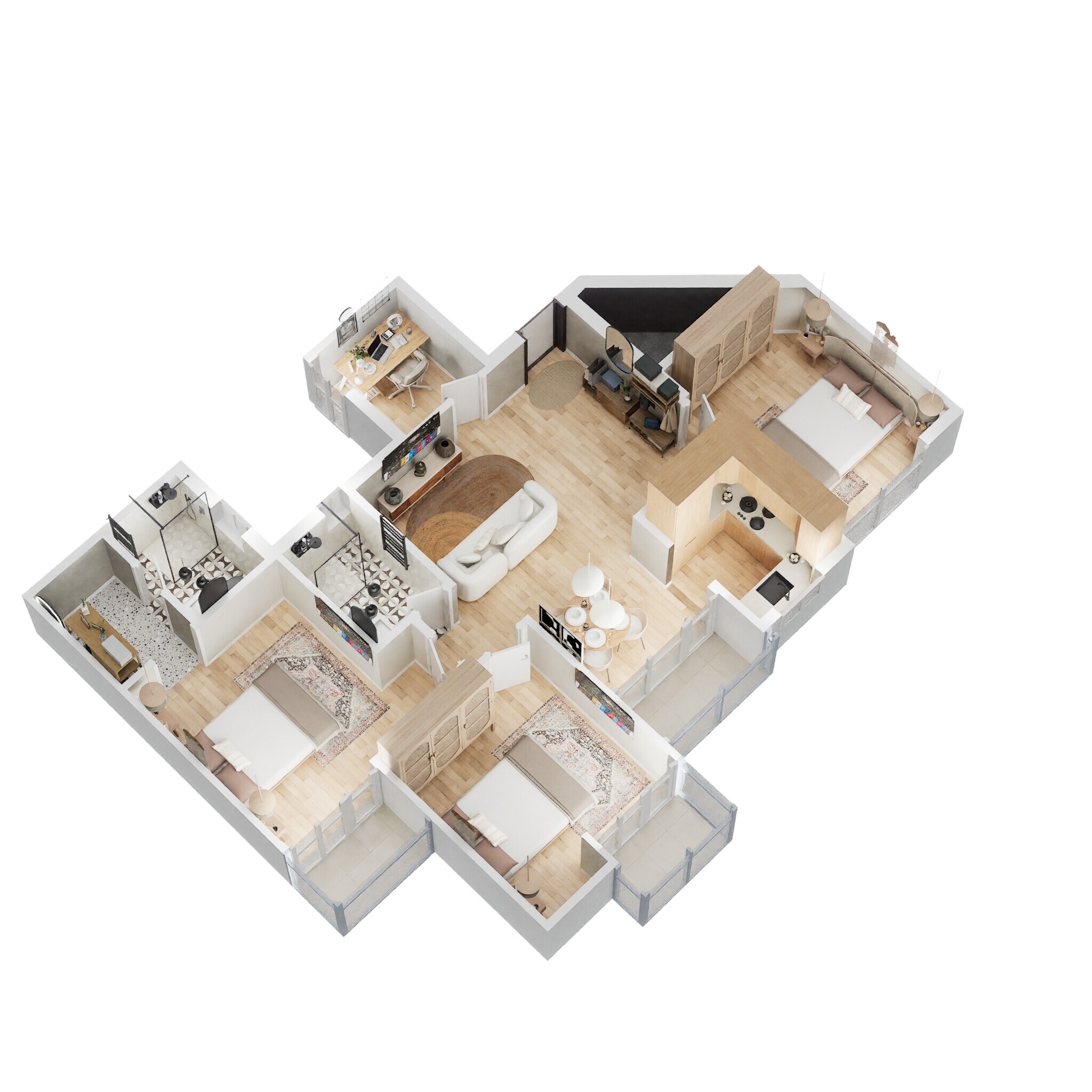 Floor plan of 3 BHK 1402 Sq. Ft. Apartment in AIG Park Avenue, Greater Noida