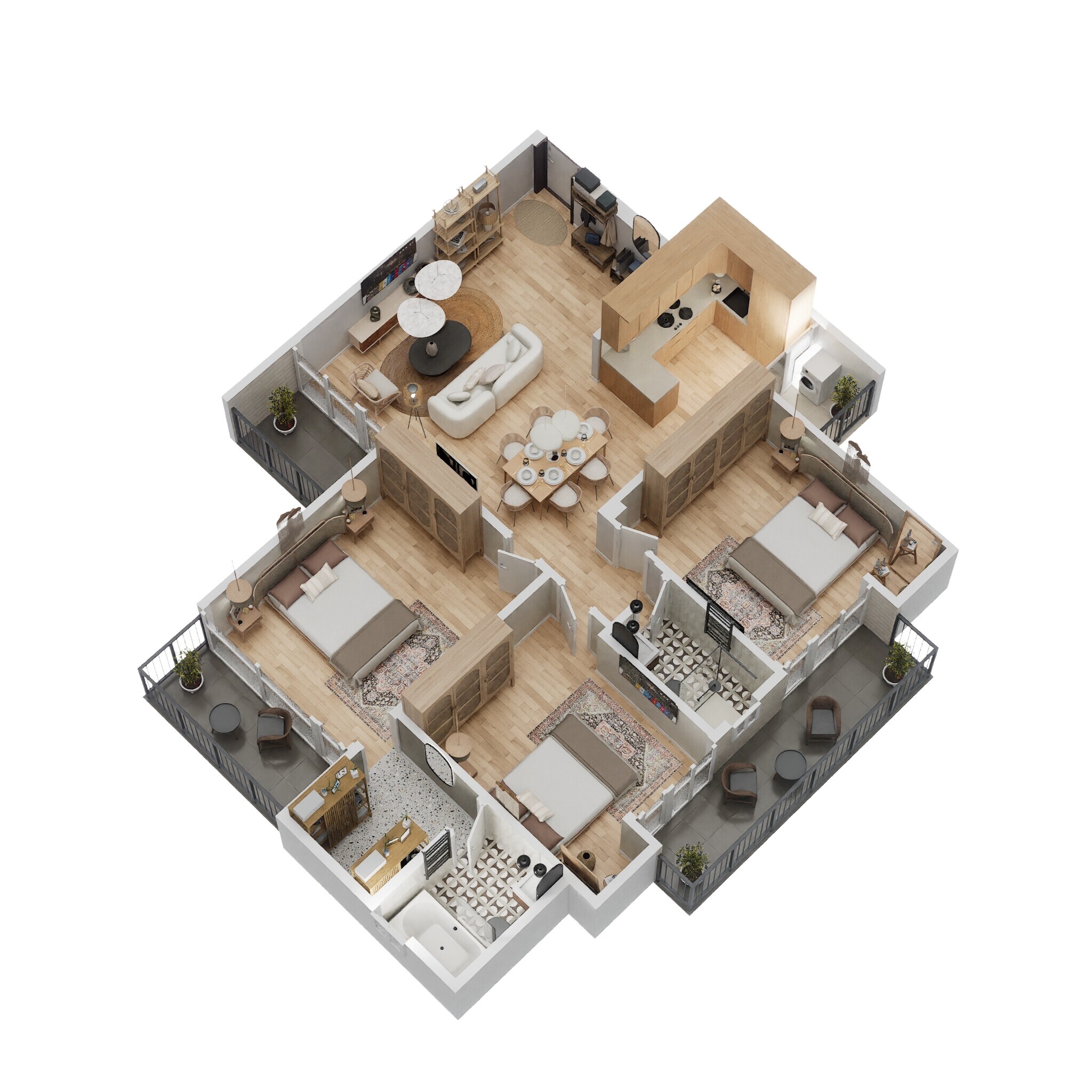 Floor plan of 3 BHK 1499 Sq. Ft. Apartment in AIG Park Avenue, Greater Noida