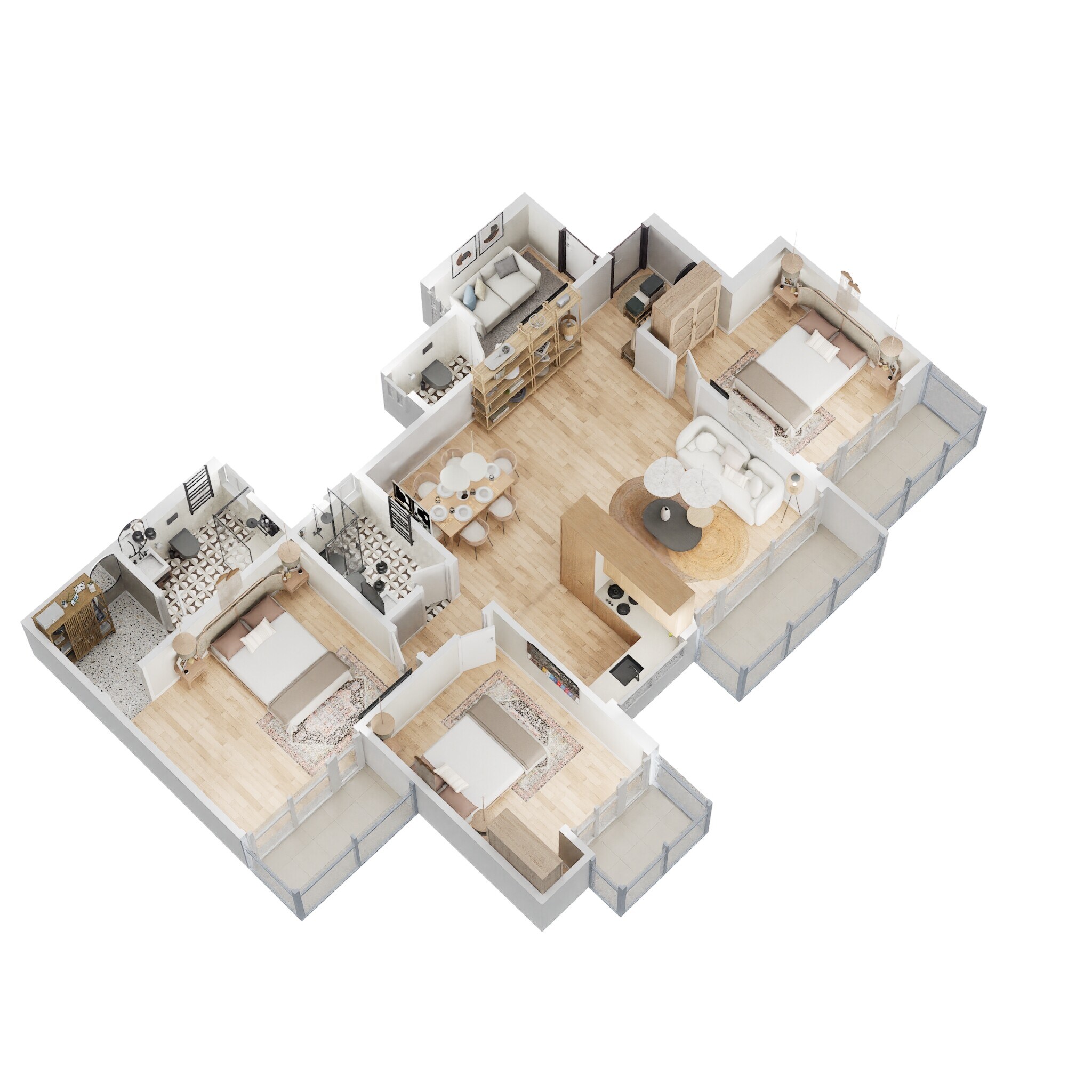 Floor plan of 3 BHK 1579 Sq. Ft. Apartment in AIG Park Avenue, Greater Noida