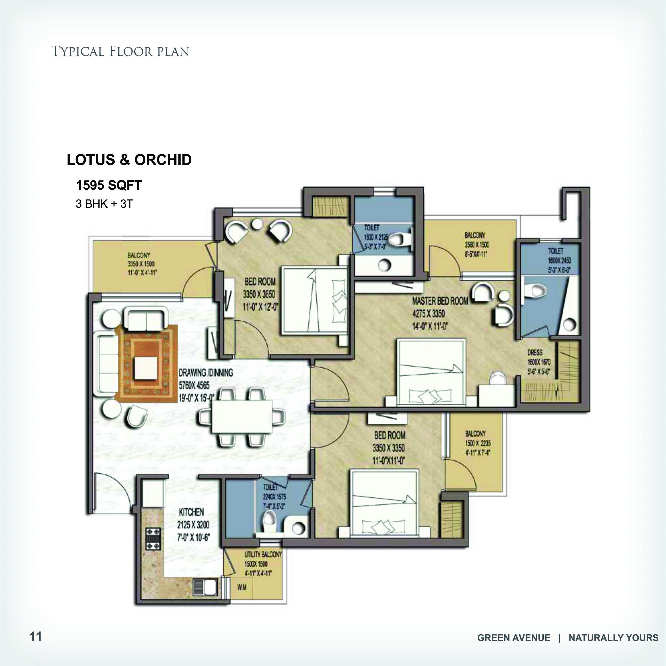 airwil green avenue apartment 3bhk 1595sqft 1