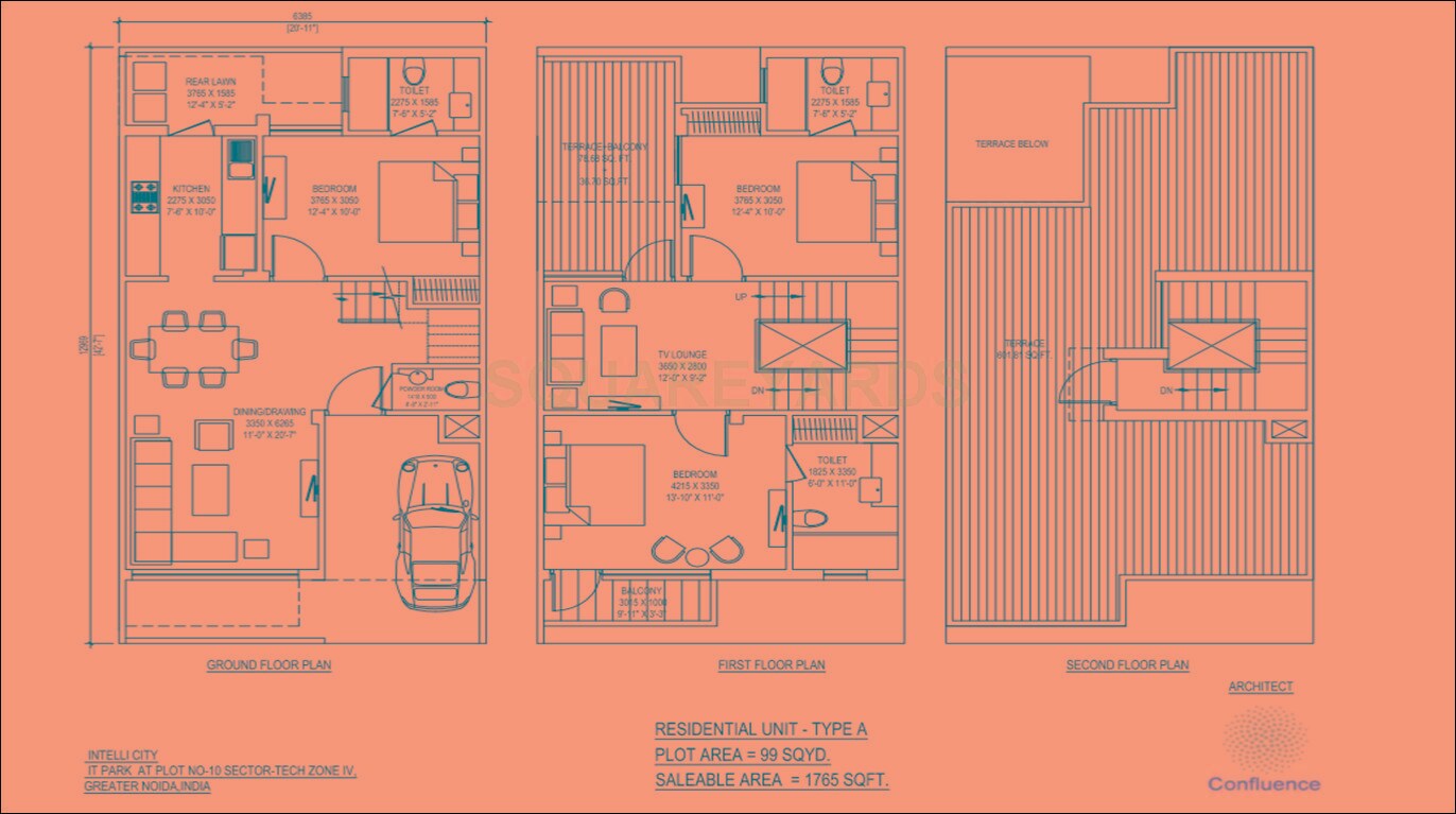 Floor plan of 3 BHK 1765 Sq. Ft. Villa in Airwil Intellcity Smartville, Greater Noida