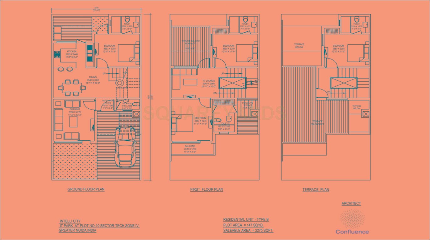 Floor plan of 4 BHK 2275 Sq. Ft. Villa in Airwil Intellcity Smartville, Greater Noida