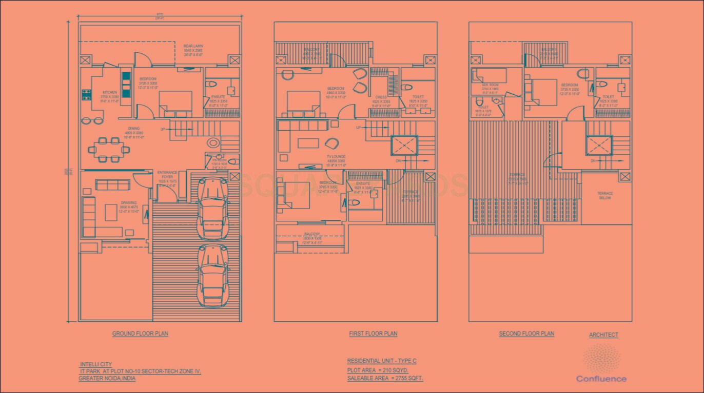 Floor plan of 4 BHK 2755 Sq. Ft. Villa in Airwil Intellcity Smartville, Greater Noida