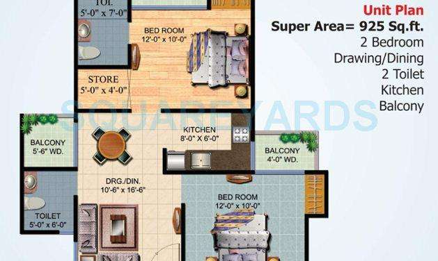 ajnara homes apartment 2bhk 925sqft 1