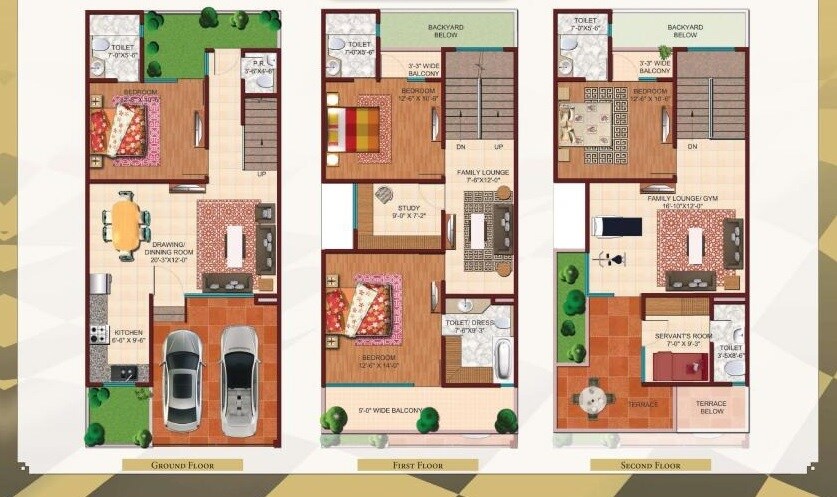 Floor plan of 4 BHK 3085 Sq. Ft. Villa in Ajnara London Square Panorama, Greater Noida