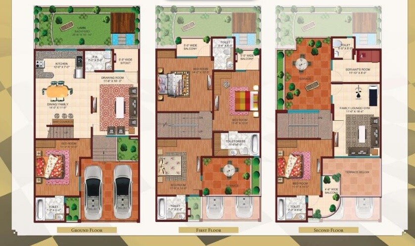 Floor plan of 5 BHK 4570 Sq. Ft. Villa in Ajnara London Square Panorama, Greater Noida