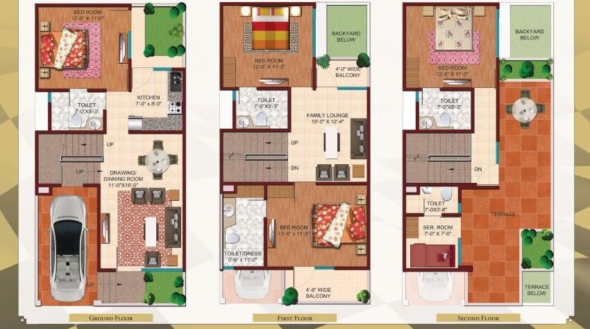 Floor plan of 4 BHK 1890 Sq. Ft. Villa in Ajnara London Square, Greater Noida