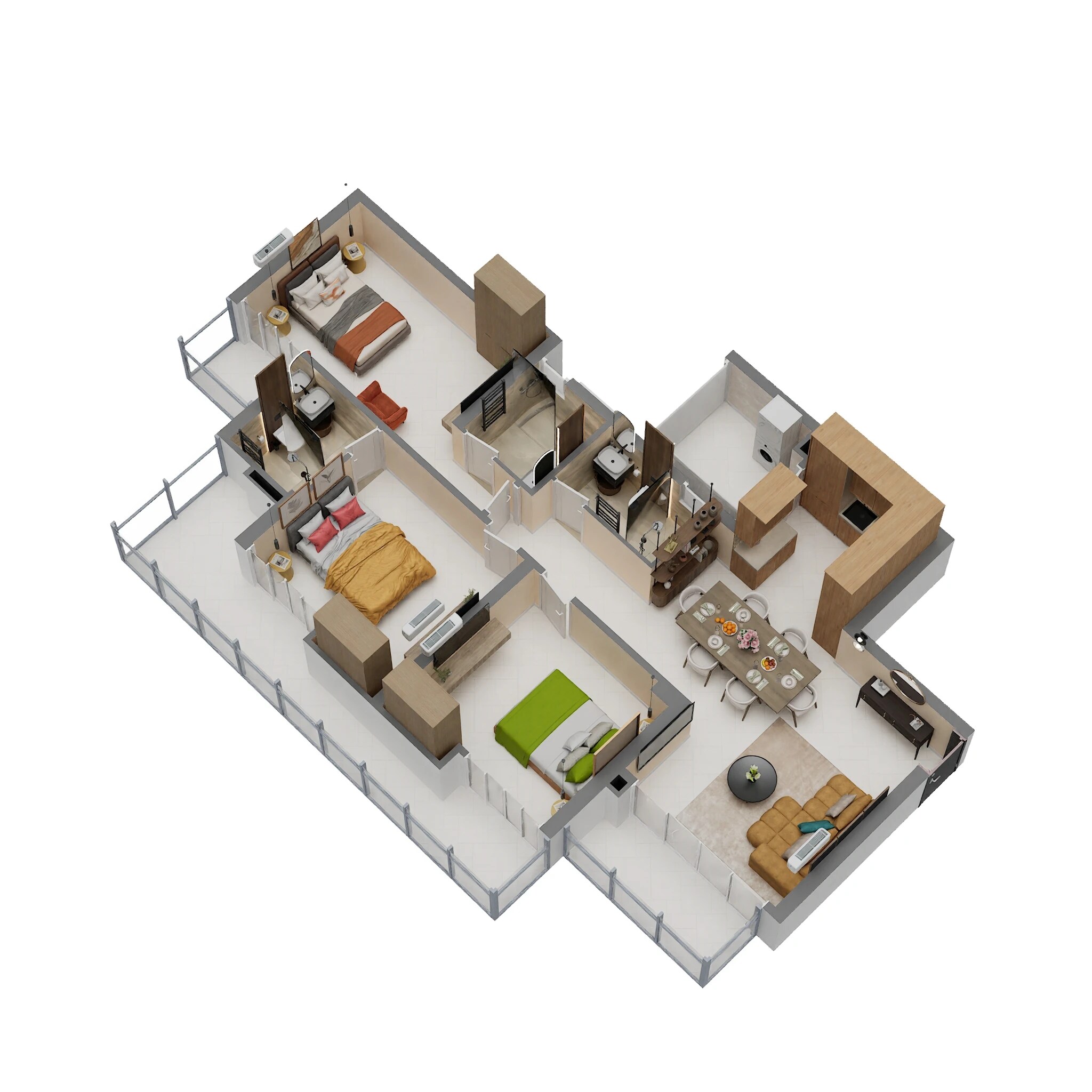 Floor plan of 3 BHK 1745 Sq. Ft. Apartment in Alpine AIGIN Royal, Greater Noida